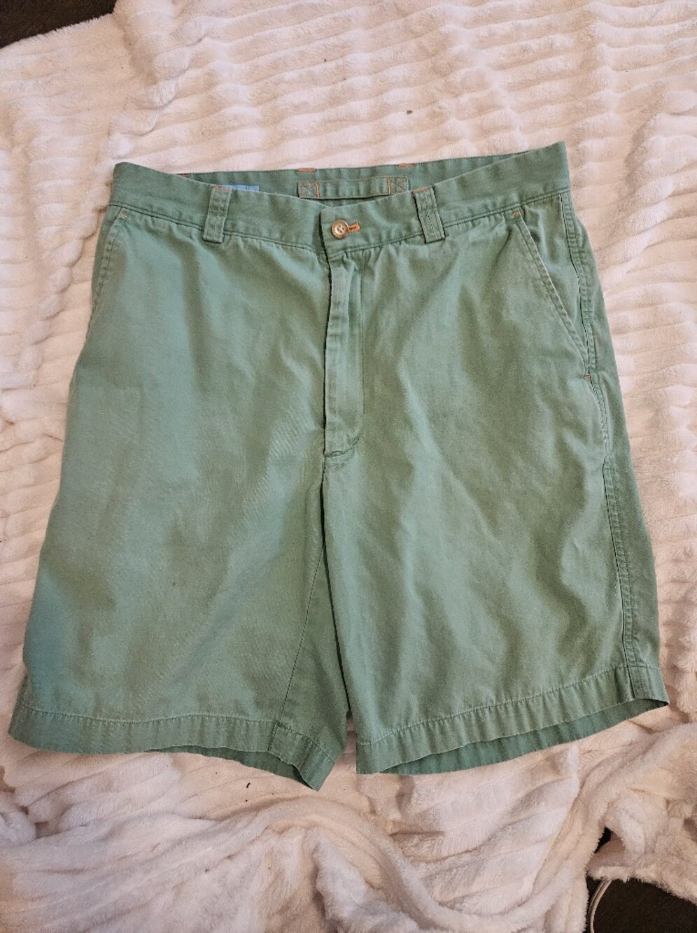 J. McLaughlin Mens Shorts. Sz 32. (HAS A SMALL STAIN. SEE PICS) Green. Preppy